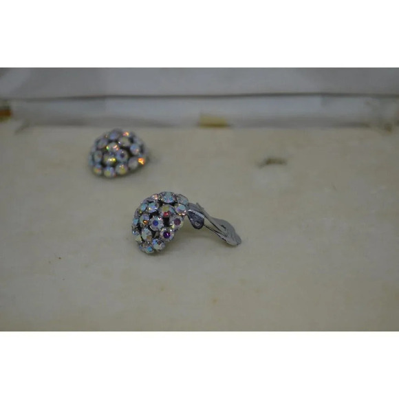 Aurora Borealis Necklace Earrings Bracelet Set 1960s Semicircle Ball Charms  Vtg - Picture 10 of 12